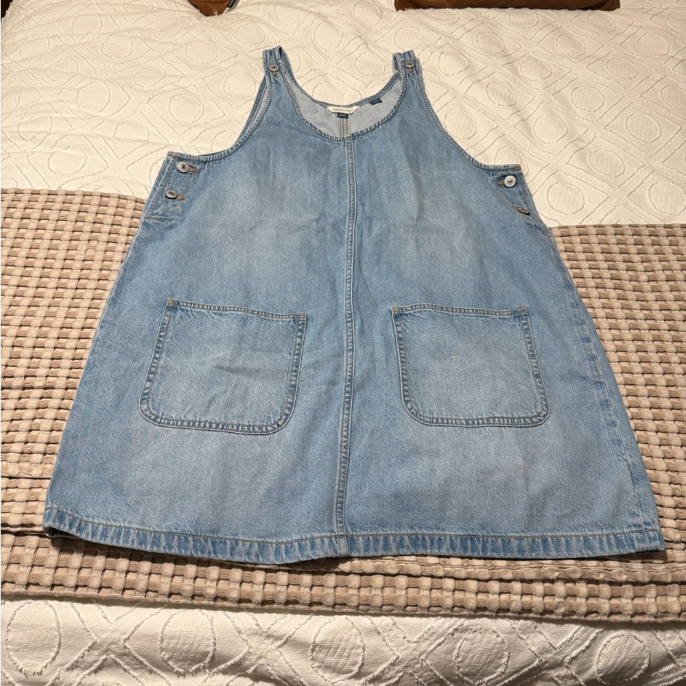 American Eagle Outfitters Light Blue Denim Overalls Dress